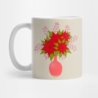 FESTIVE POINSETTIA Floral in Vase Christmas Xmas Winter Holidays - UnBlink Studio by Jackie Tahara Mug